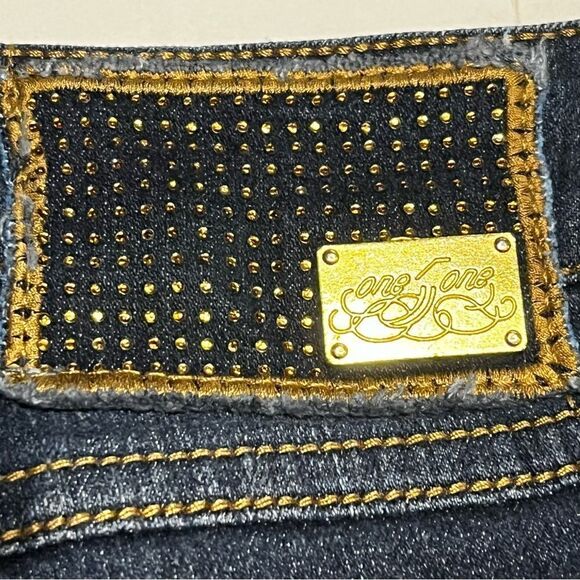 One5one Women's Blue Jeans Blue 5 Pocket Embellished Size 8 - Picture 8 of 10
